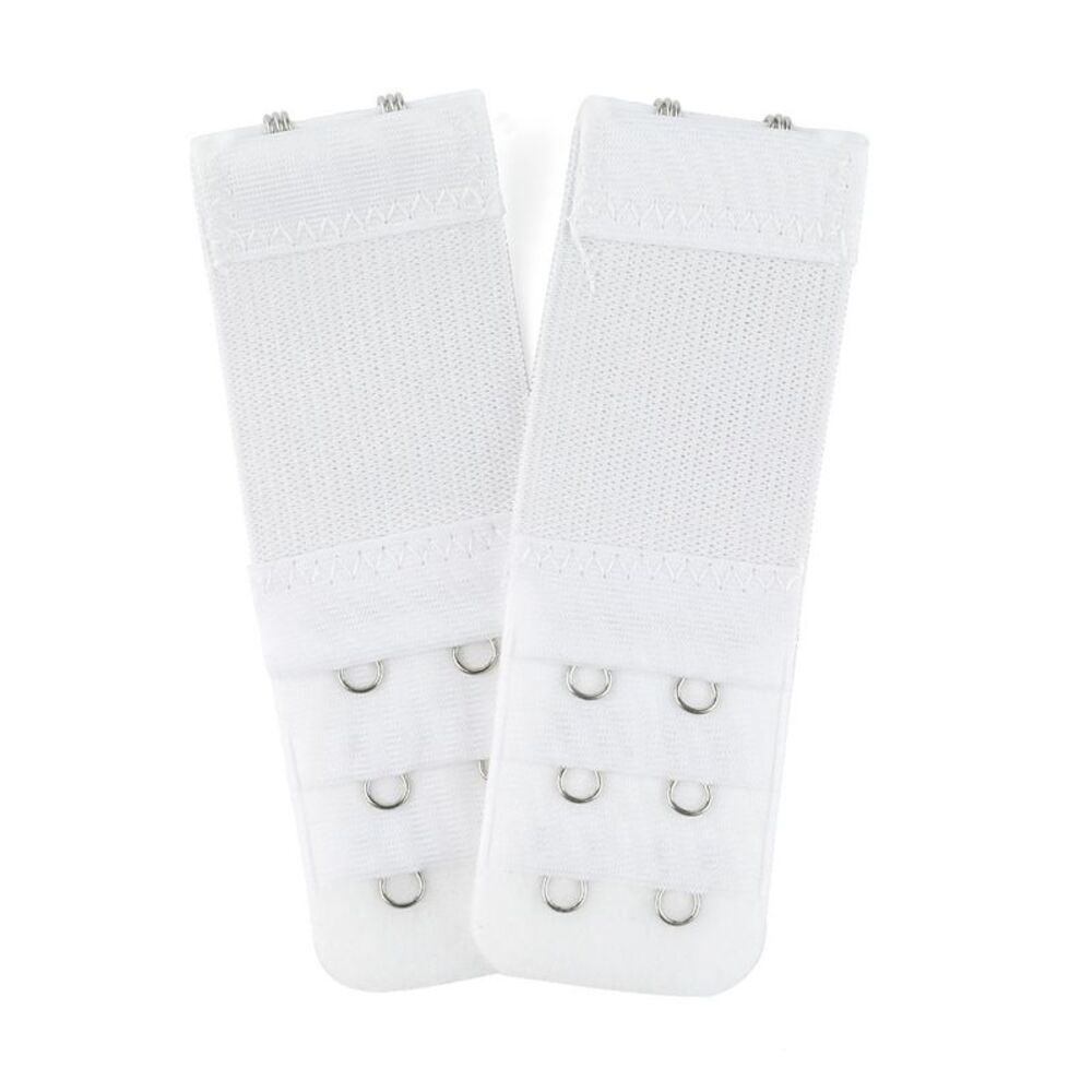 2pcs Bra Strap Extenders Set 3 Rows Elastic Bra Hook Extensions 2-hooks White